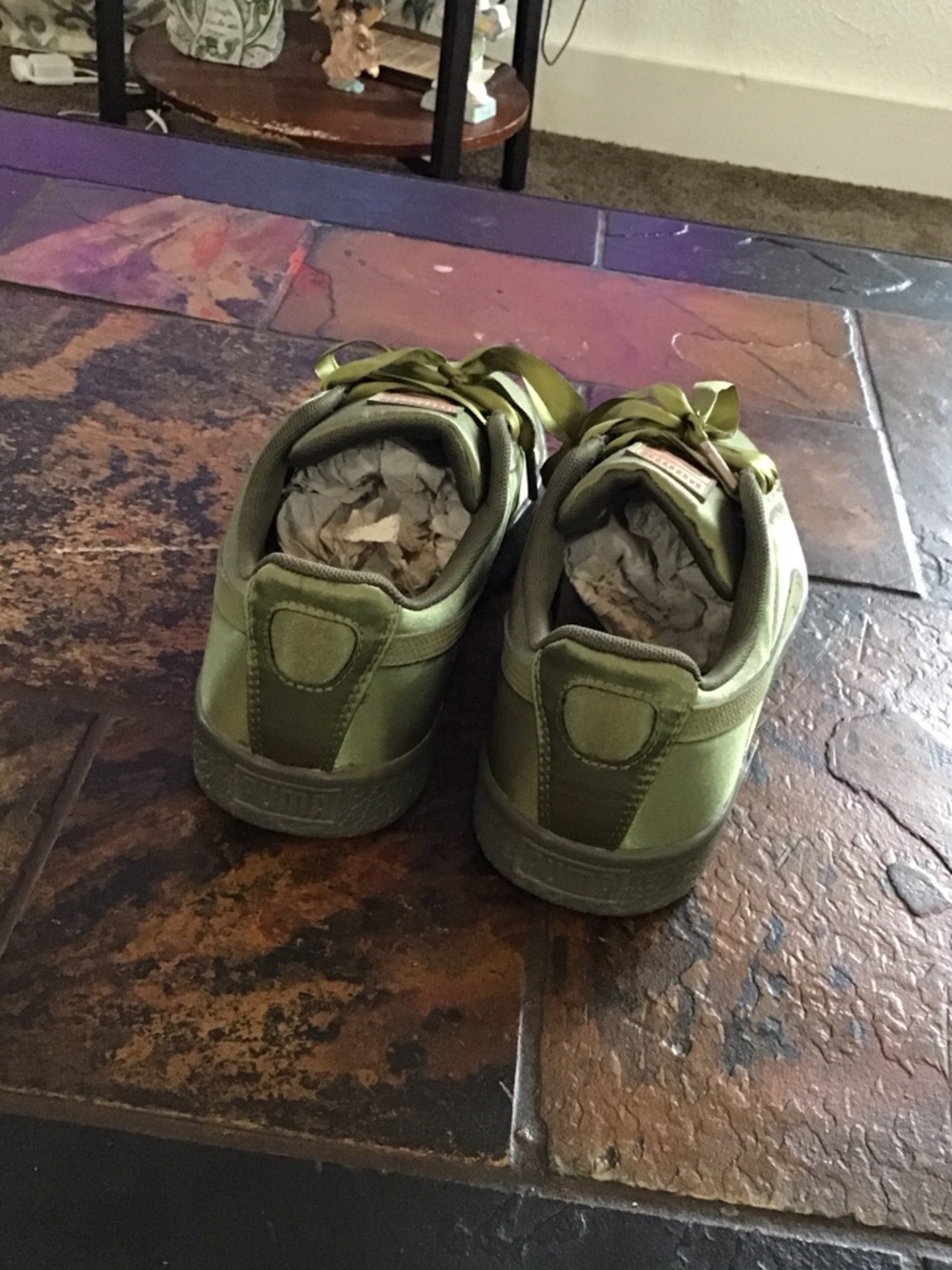 Puma Kids Olive Green Low-Top Sneakers